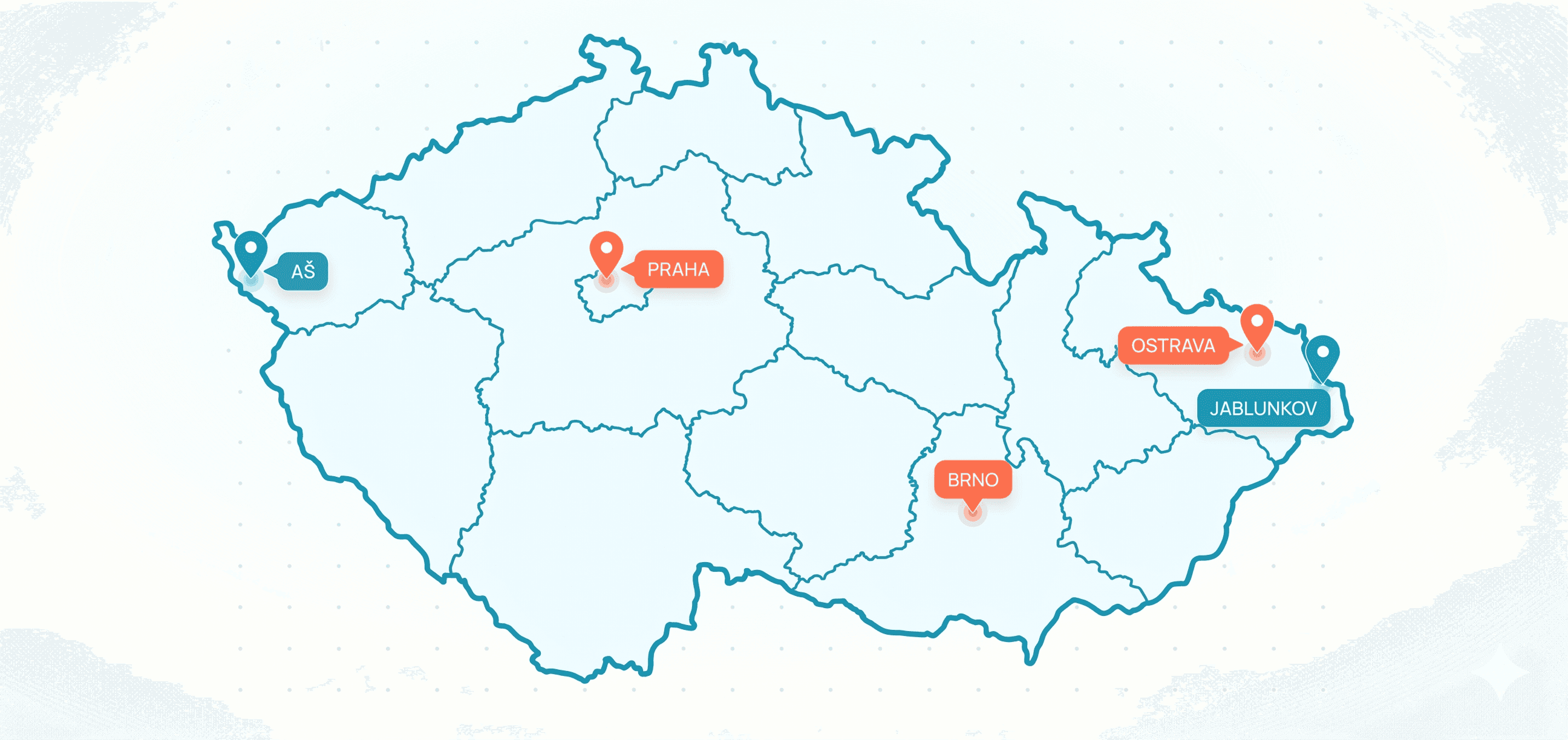 Mapa České republiky — působnost ExtraSEO