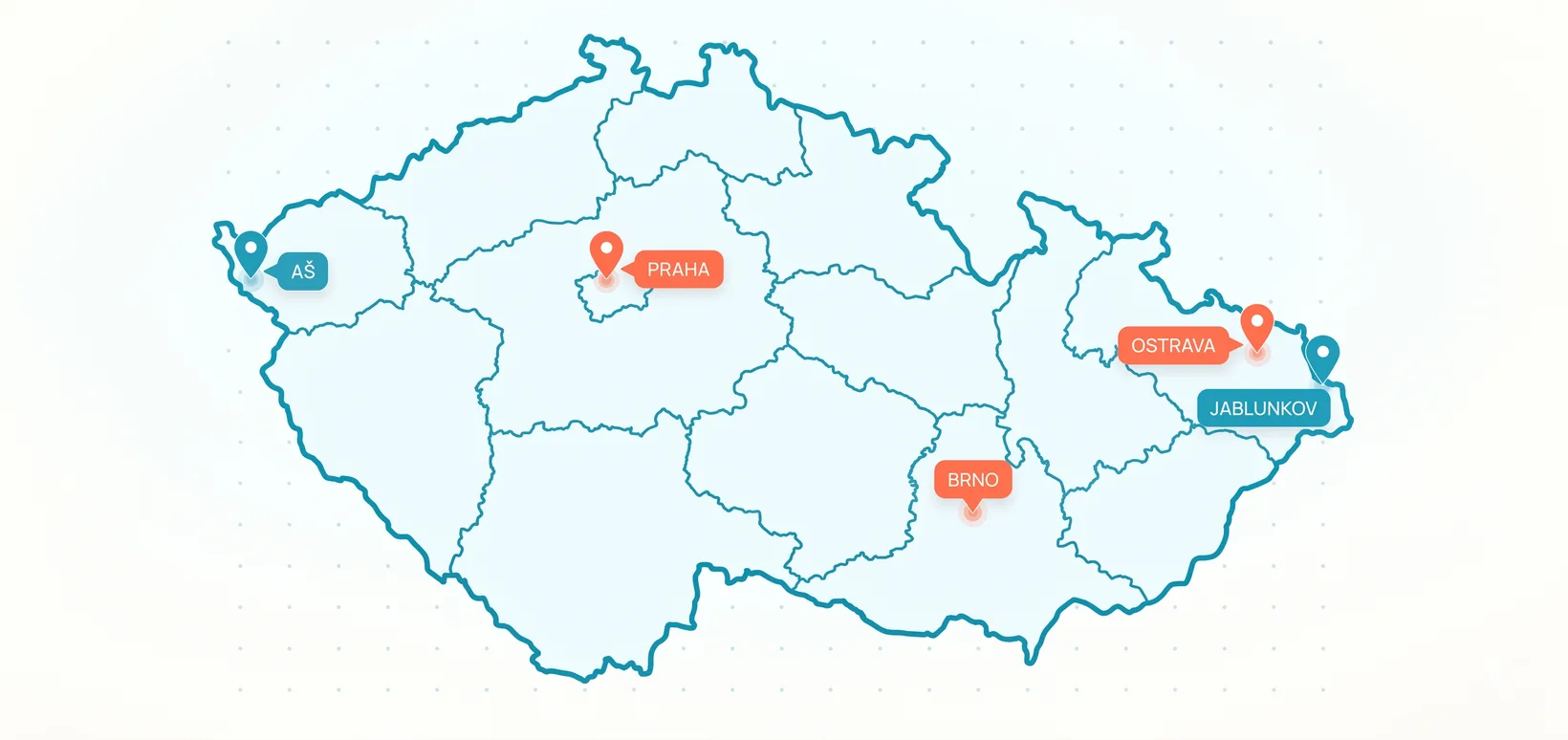 Mapa České republiky - působnost ExtraSEO